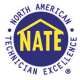 North American Technician Excellence (NATE) logo in yellow and blue colors.