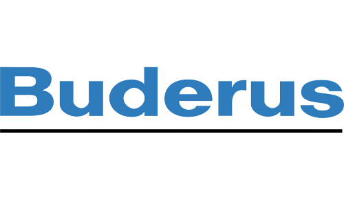 Buderus logo in blue text with a black underline on a transparent background.