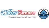 WaterFurnace logo with the slogan Smarter from the Ground Up and a blue house and arrows icon.